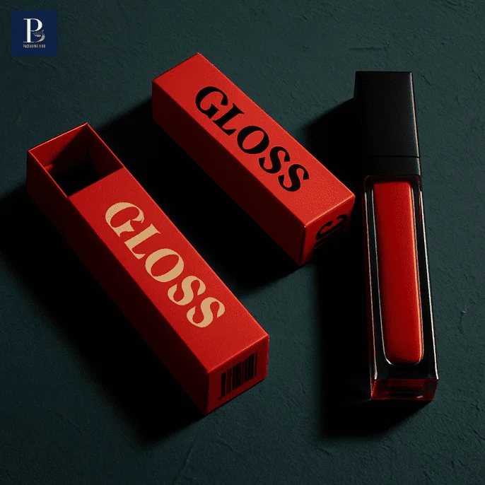 Lip gloss packaging boxes in different colors and designs