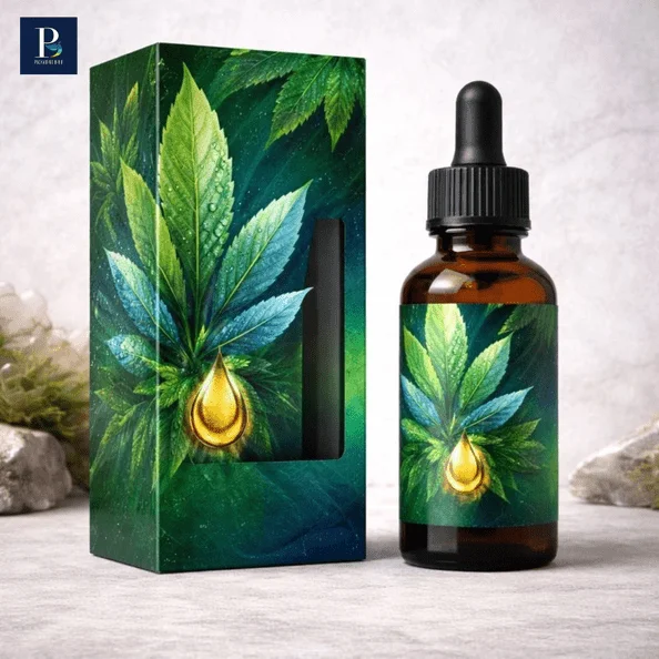 Premium hemp seed oil boxes with special finishing like foil, embossing, and spot UV.