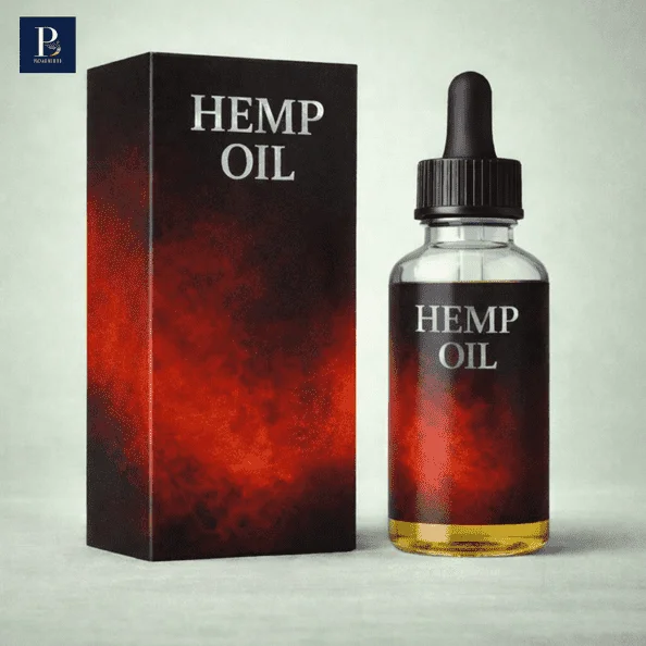 Hemp oil packaging boxes with customizable branding and design.